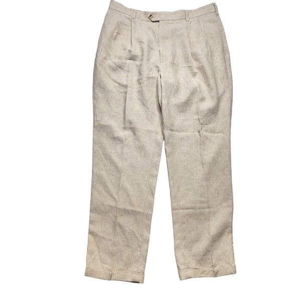 Jos. A. Bank Other - Jos. A. Bank Dress Pants Men's Beige 38 x 32 High-Rise Regular-Fit Zip-Fly Linen